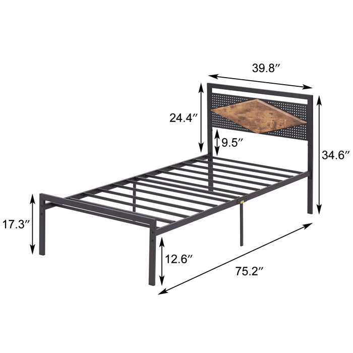 17 Stories Ashera 34.6'' Bed Frame Wayfair